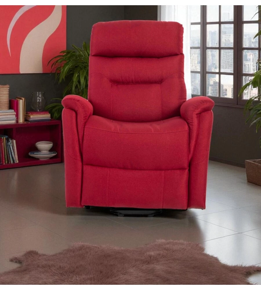 POLTRONA CON RECLINER E ALZATA ELETTRICO BELLAHOME "PRATO" BORDEAUX 82X90X108 CM