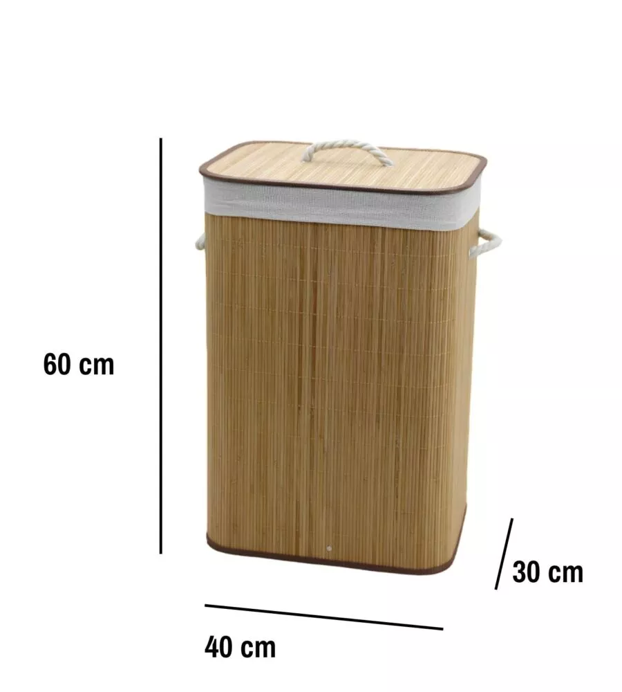 PORTABIANCHERIA IN BAMBÙ DECOR BAGNO NATURALE 40X30X60 CM
