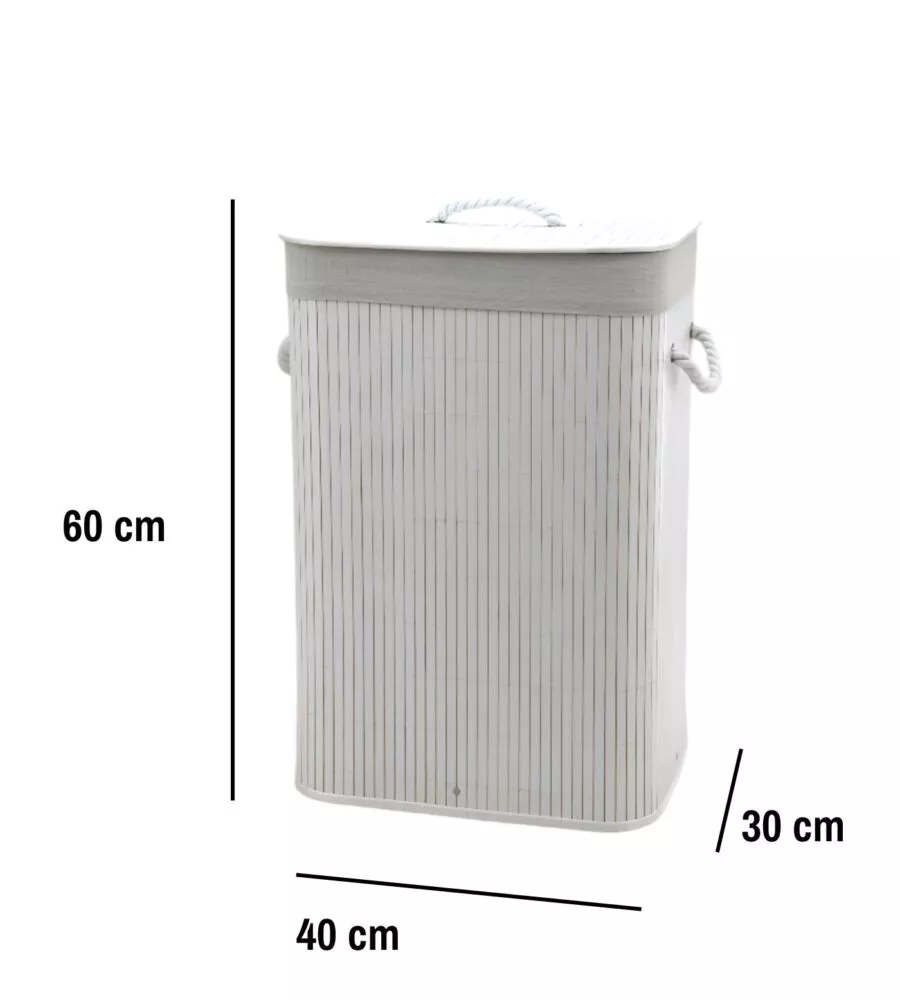 PORTABIANCHERIA IN BAMBÙ DECOR BAGNO BIANCO 40X30X60 CM