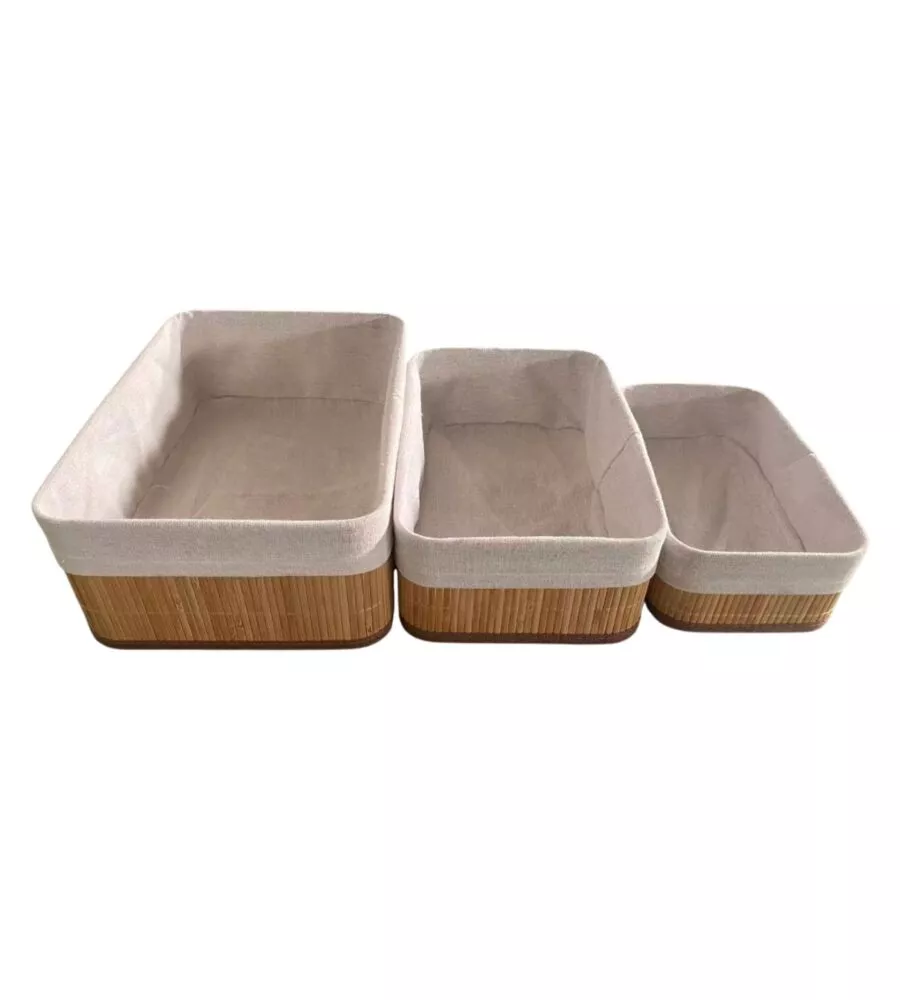 SET 3 CESTINI IN BAMBÙ EASY SYSTEM NATURALE