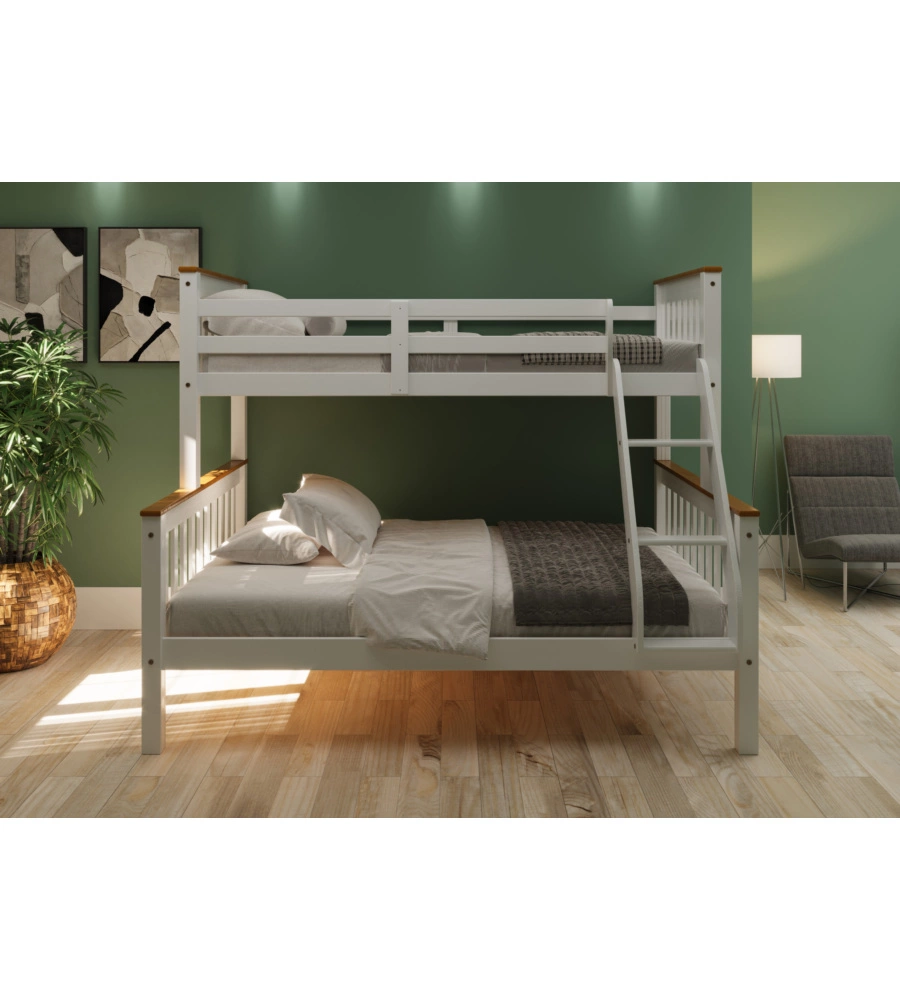 LETTO A CASTELLO BELLAHOME "AVIGNONE" IN PINO MASSELLO BIANCO 202,5X132X155 CM