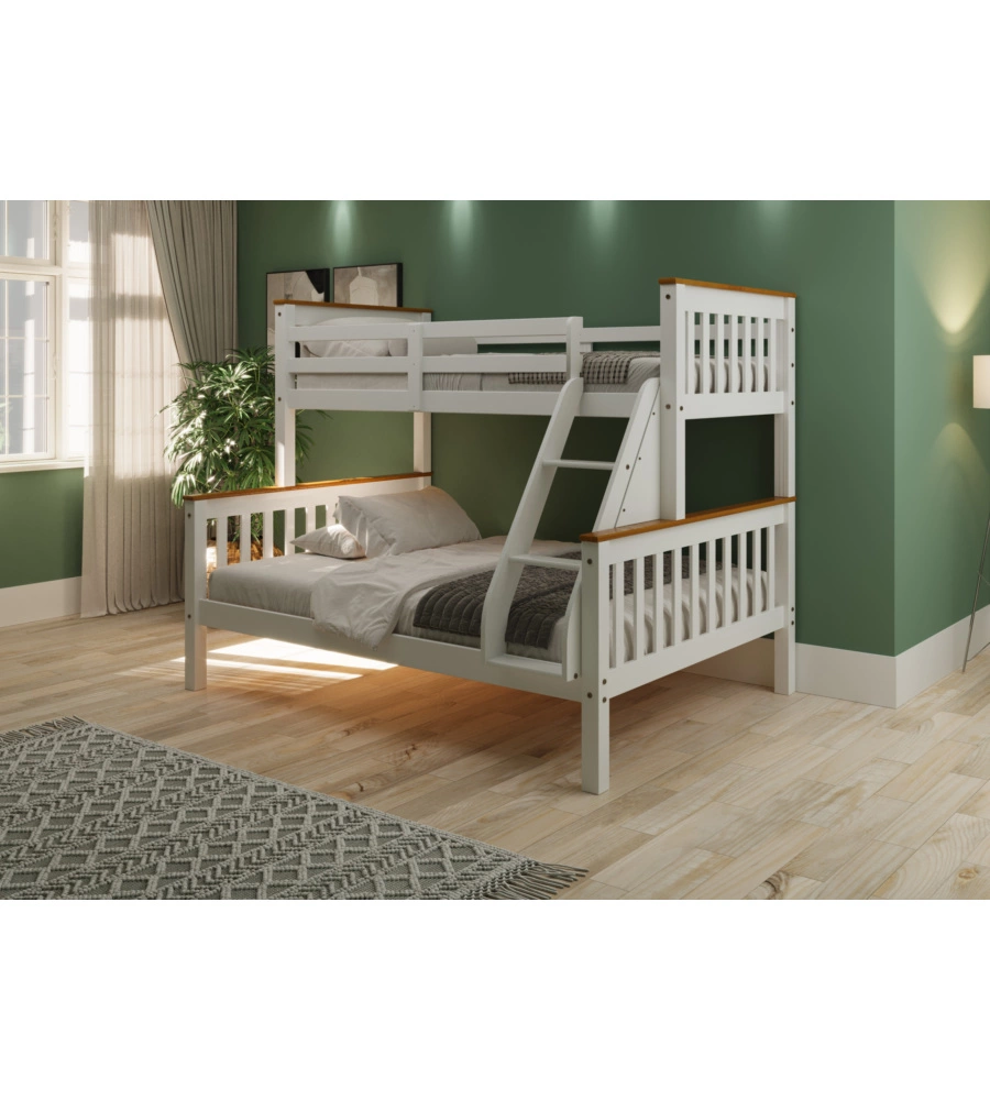LETTO A CASTELLO BELLAHOME "AVIGNONE" IN PINO MASSELLO BIANCO 202,5X132X155 CM