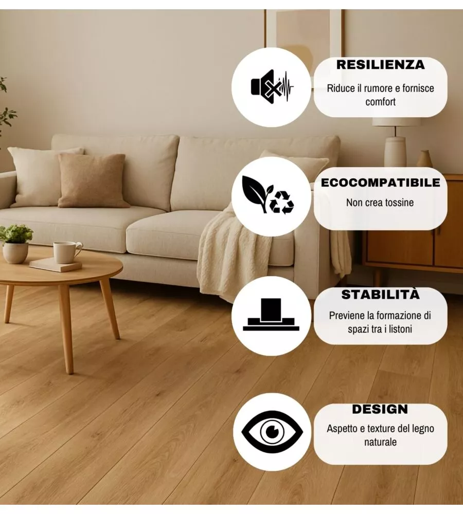 PAVIMENTO IN SPC COSMO 4,5 MM FRASSINO 2,40 M² 179X1220X4,5 MM