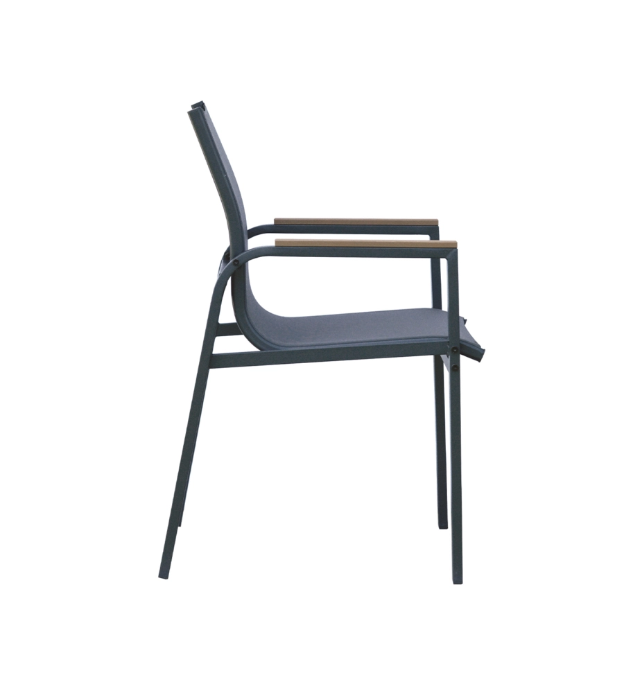 SET DA GIARDINO SOLARIA "TARQUINIA" ANTRACITE IN FERRO E VETROCERAMICA 4 SEDUTE E TAVOLO