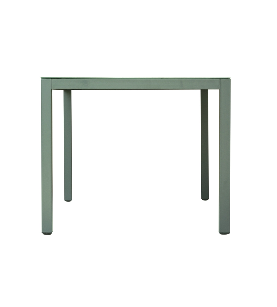 SET DA GIARDINO SOLARIA "TARQUINIA" VERDE IN FERRO E VETROCERAMICA 4 SEDUTE E TAVOLO