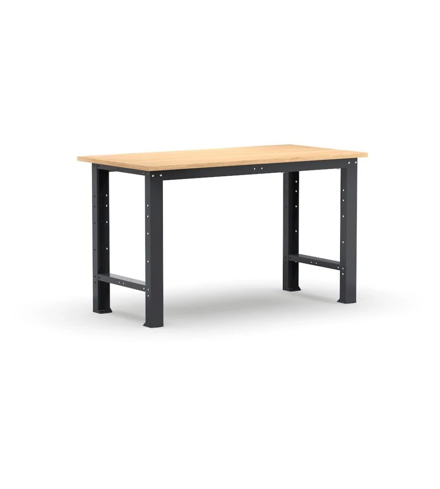BANCO DA LAVORO GARAGE FISSO FAMI "LINEA 391" IN LEGNO DI FAGGIO E LAMIERA GRIGIO ANTRACITE 200X75X87,7 CM