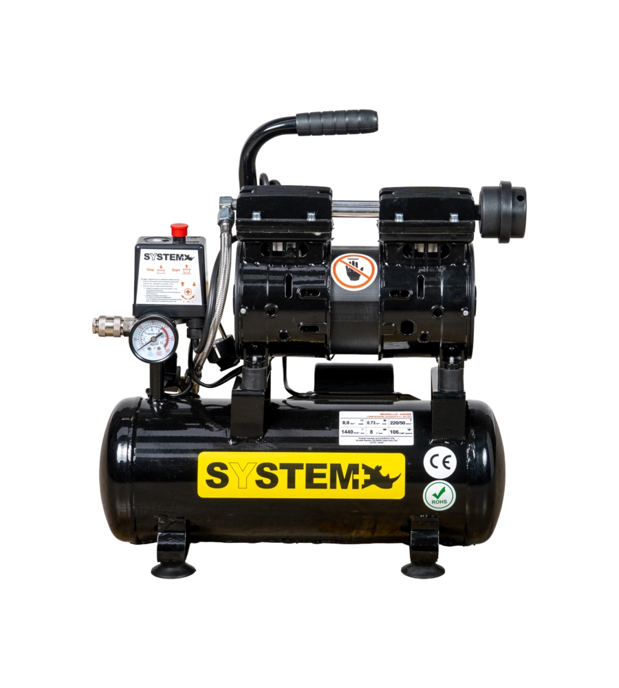 Compressore aria silenziato System+ 8lt 0,73hp