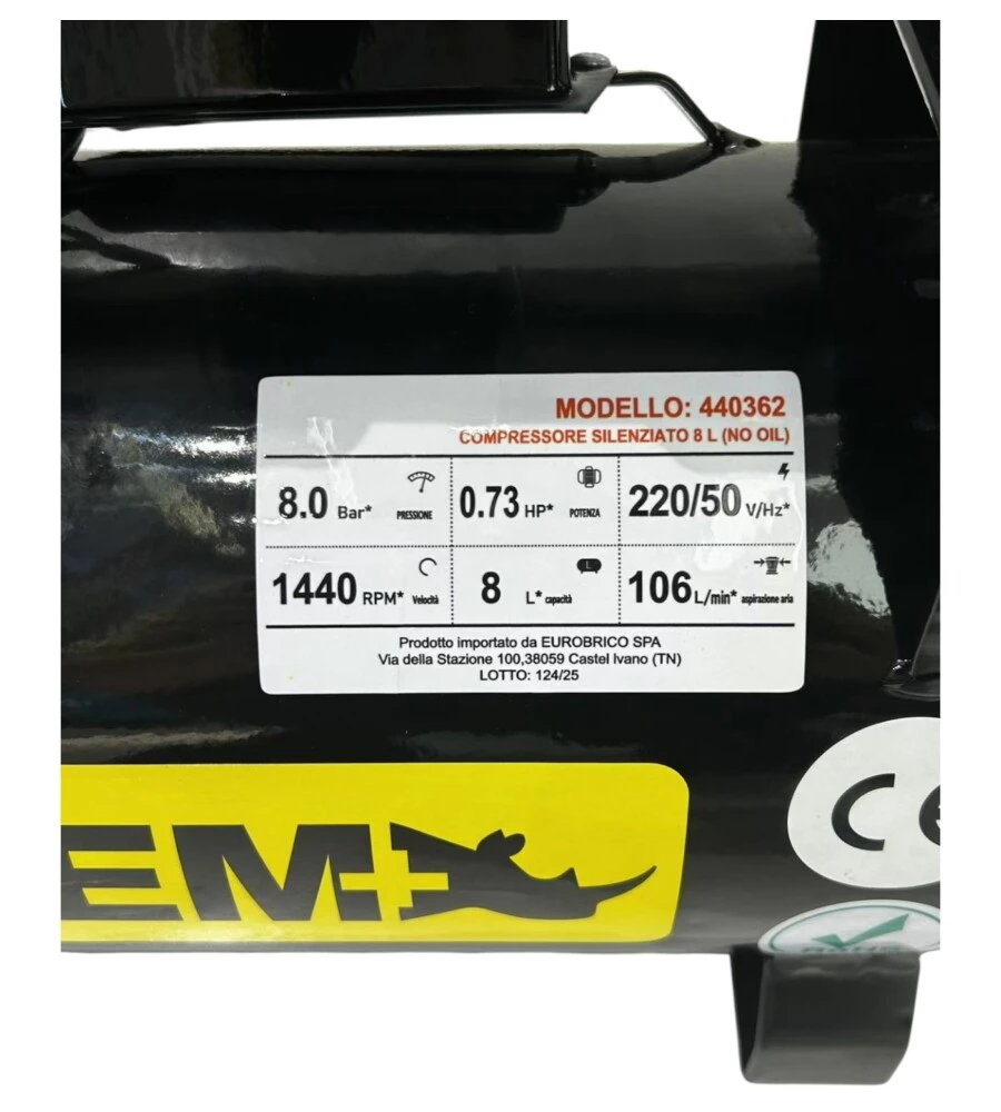 Compressore aria lubrificato System+ 50lt 2,5hp