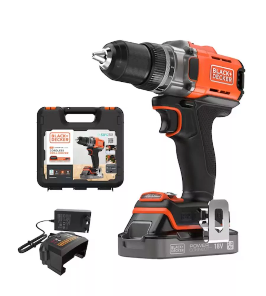 KIT TRAPANO AVVITATORE A BATTERIA BLACK+DECKER "BCD382D1XK-QW" BATTERIA INCLUSA 18V