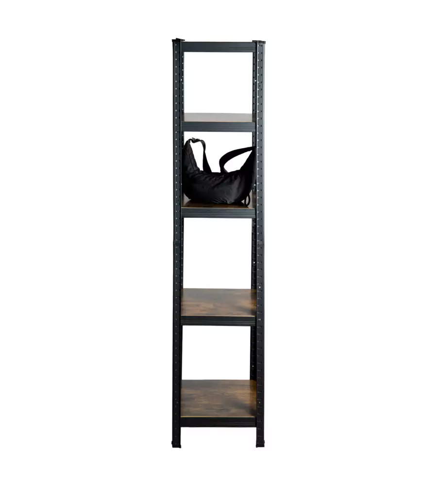 Scaffale in metallo 5 ripiani Easy System effetto legno antico portata 450 kg 40x40x180 cm