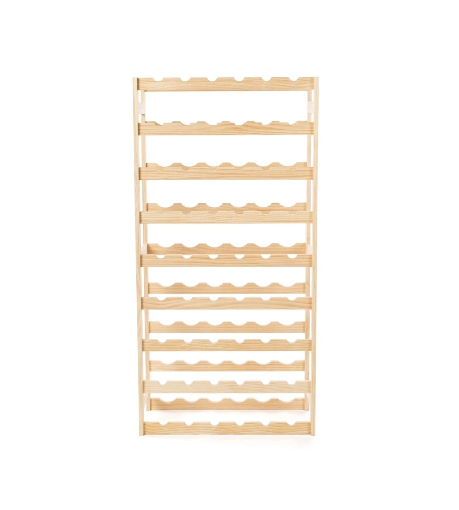SCAFFALE PORTABOTTIGLIE IN LEGNO 54 POSTI 60X27X121 CM