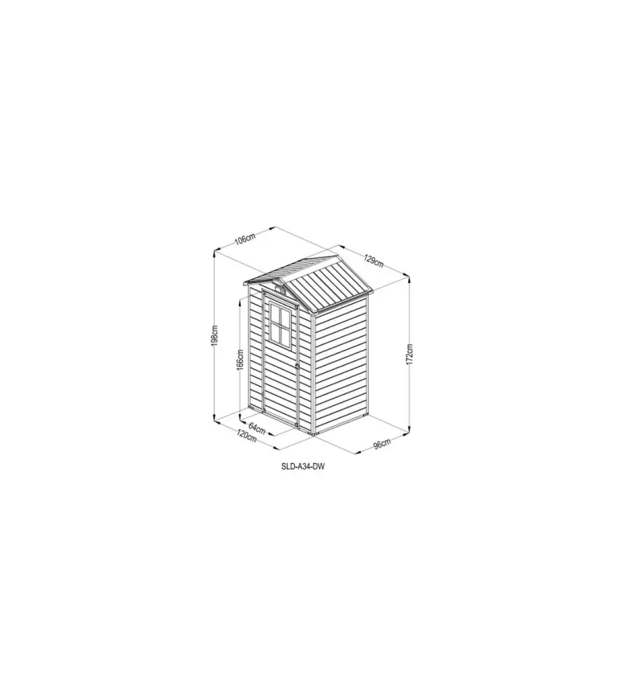 Casetta da giardino Domus "Leonor 4x3" in resina grigio con porta battente singola 129x106x198 cm