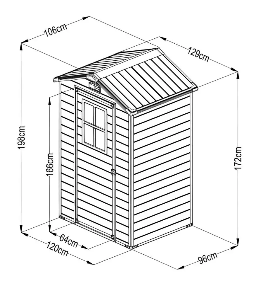 Casetta da giardino Domus "Leonor 4x3" in resina grigio con porta battente singola 129x106x198 cm