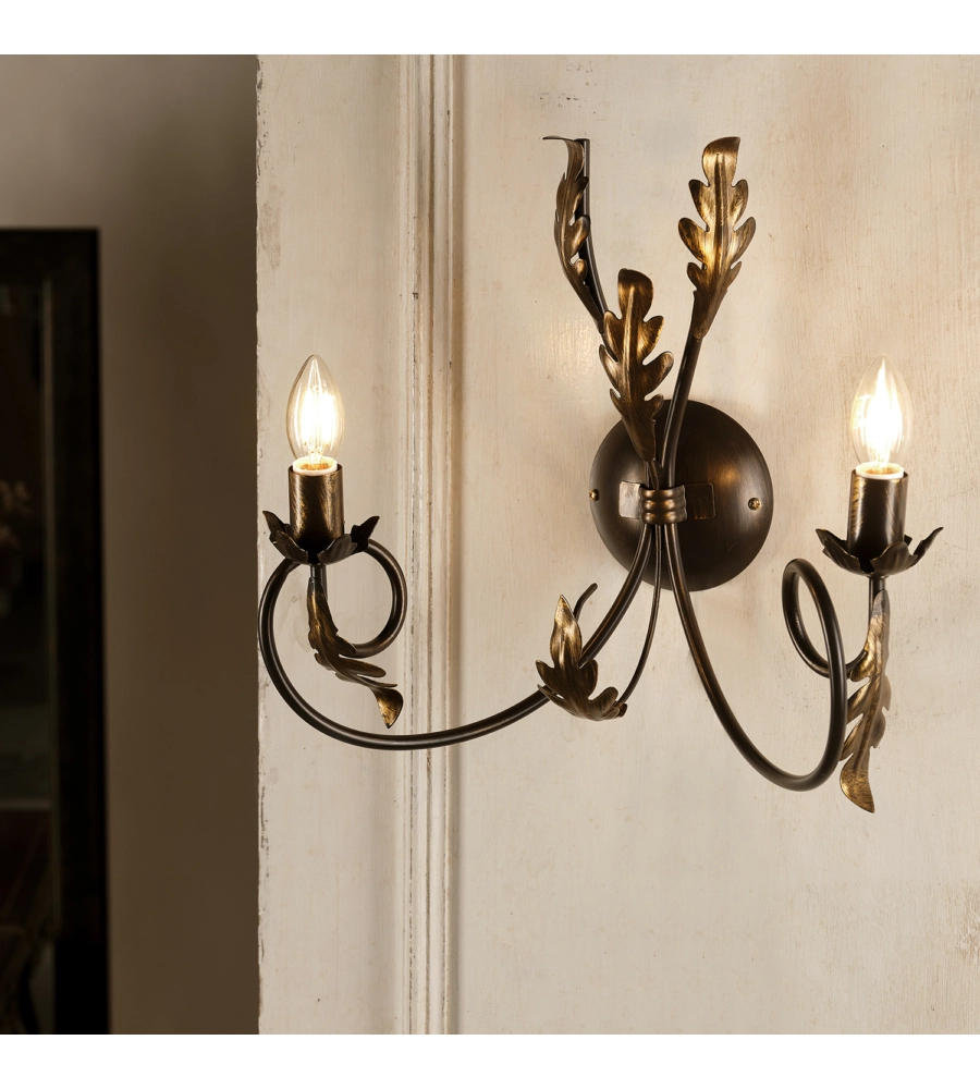 APPLIQUE 2 LUCI ONLI "GRETEL" BRONZO E14