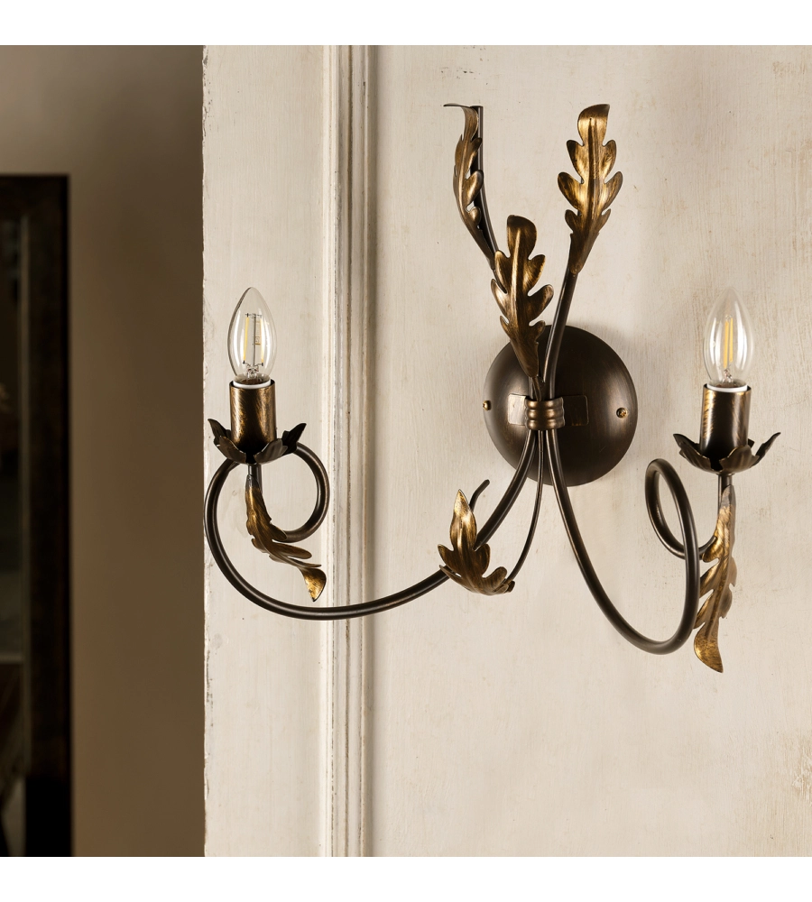 APPLIQUE 2 LUCI ONLI "GRETEL" BRONZO E14
