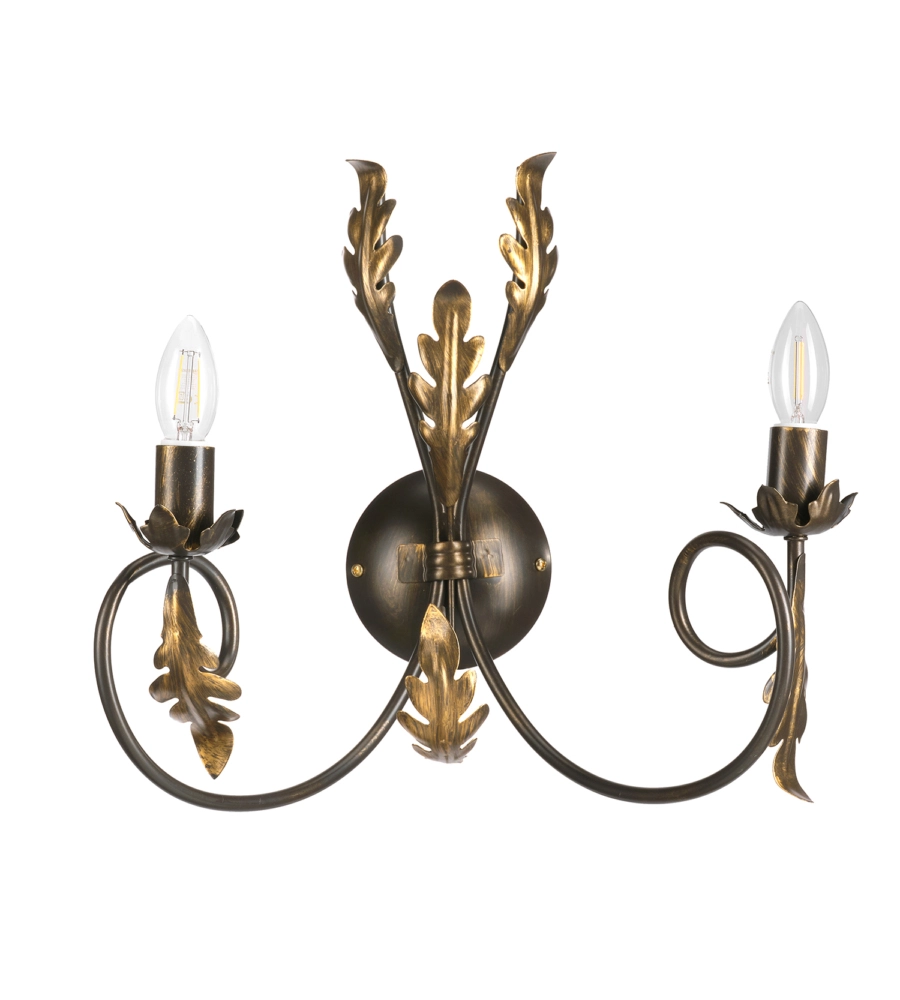 APPLIQUE 2 LUCI ONLI "GRETEL" BRONZO E14