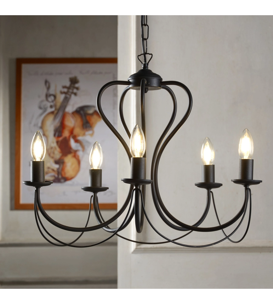 LAMPADARIO 3 LUCI ONLI "CANDELA" NERO E14