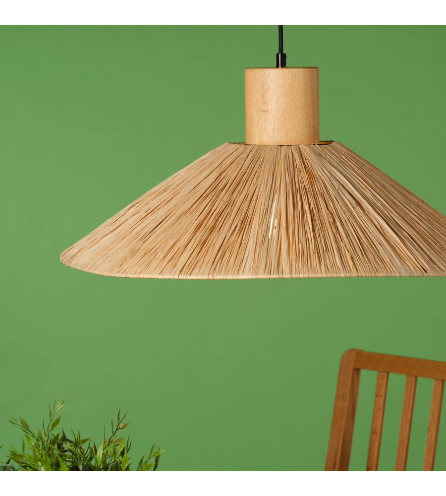 LAMPADARIO 1 LUCE ONLI "RAFIA" MARRONE E27