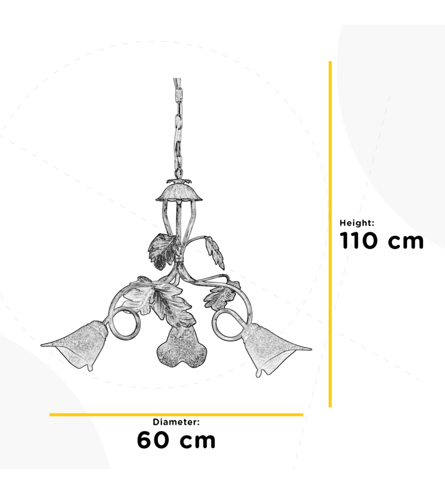 LAMPADARIO 3 LUCI ONLI "MARILENA" ARGENTO E14