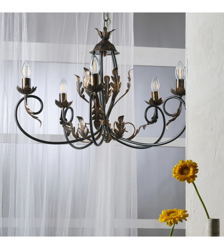 LAMPADARIO 5 LUCI ONLI "GRETEL" BRONZO E14