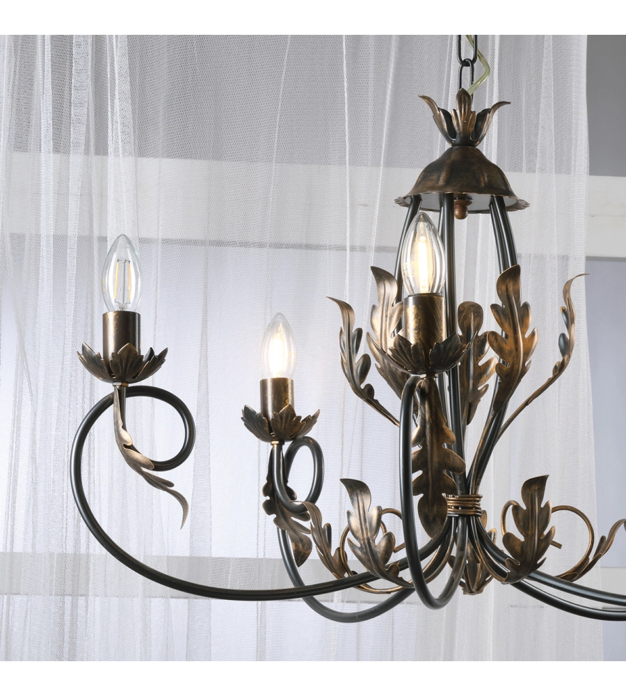 LAMPADARIO 5 LUCI ONLI "GRETEL" BRONZO E14