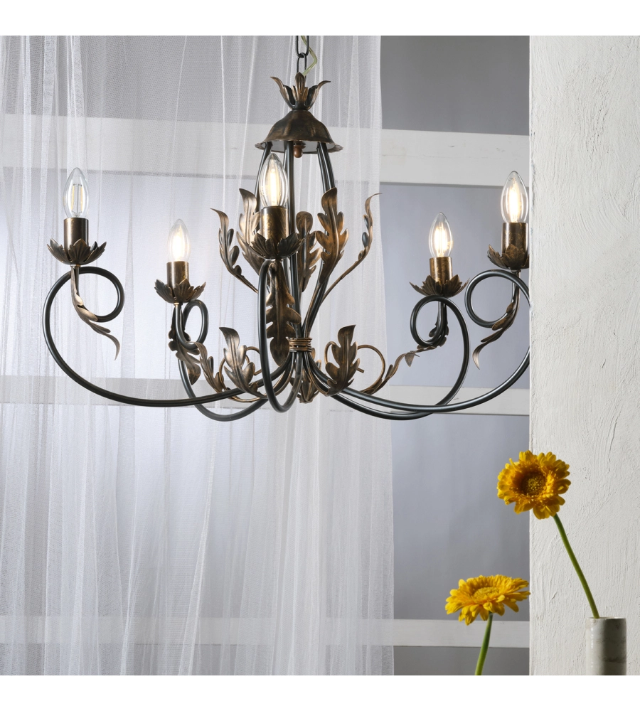 LAMPADARIO 5 LUCI ONLI "GRETEL" BRONZO E14
