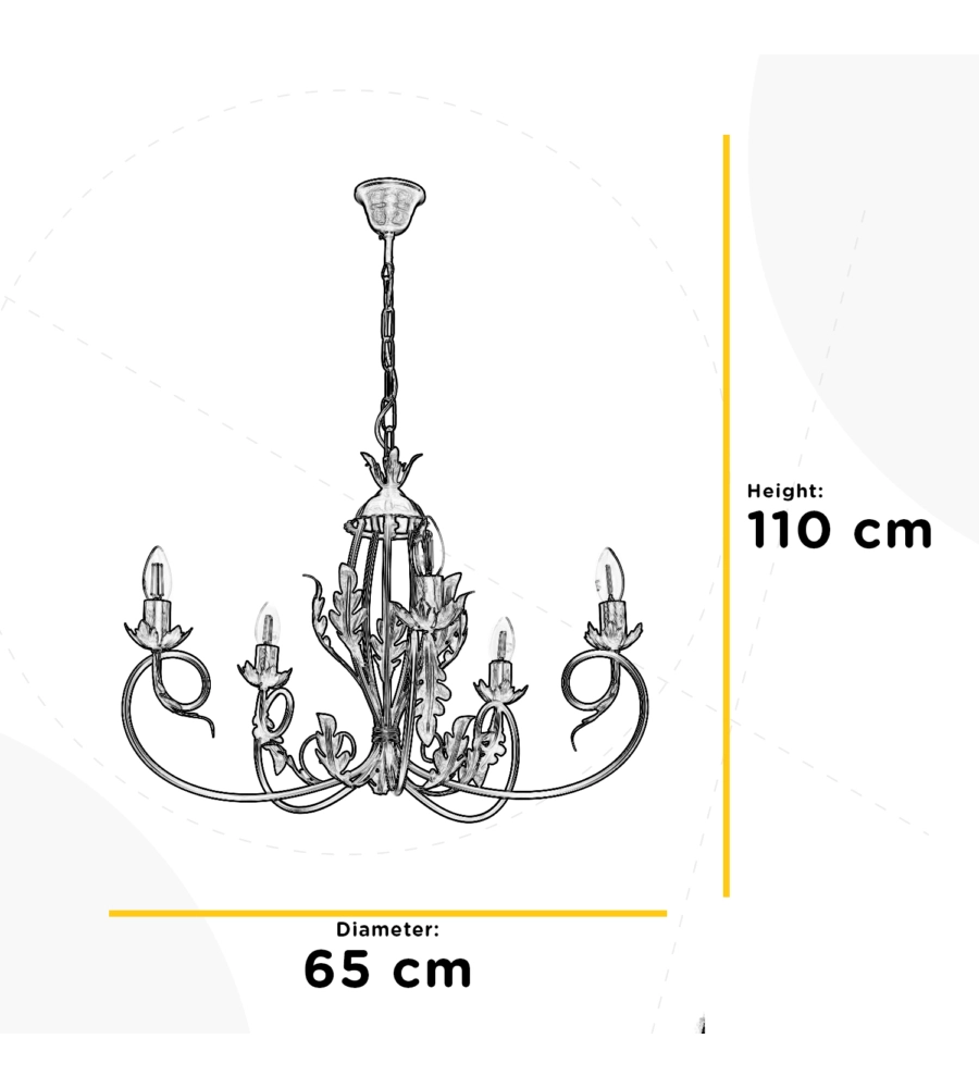 LAMPADARIO 5 LUCI ONLI "GRETEL" BRONZO E14