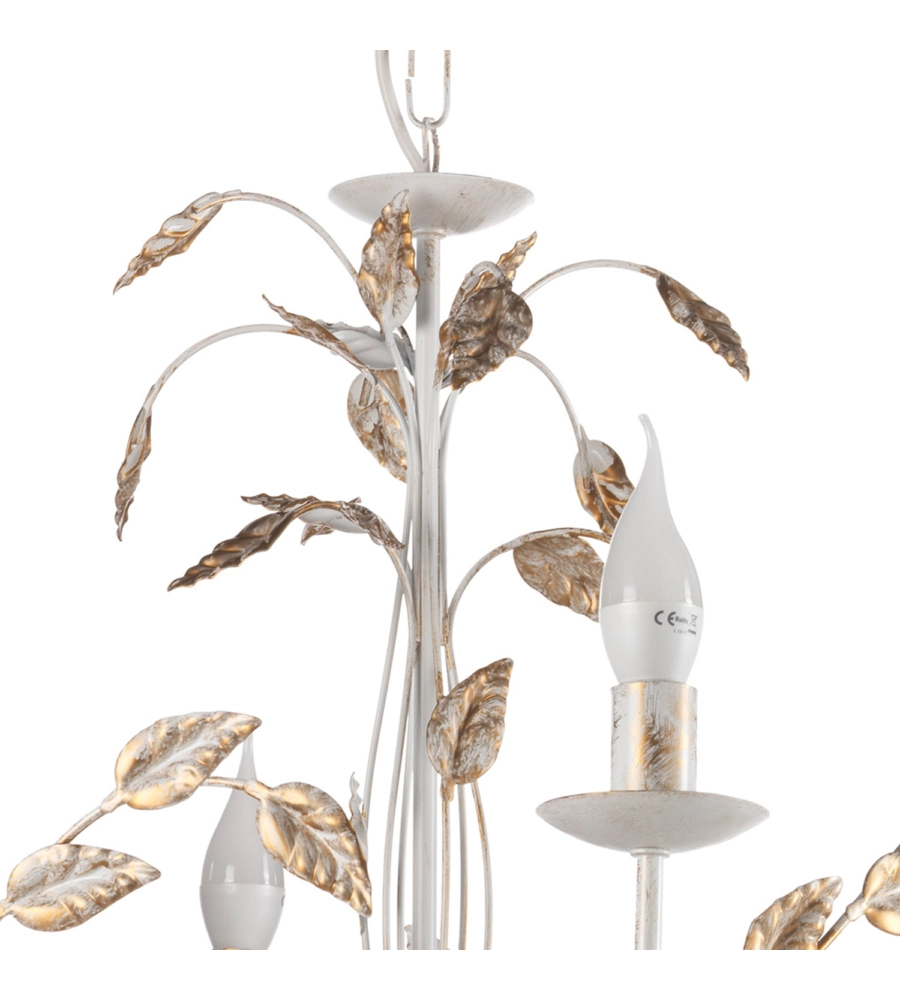 LAMPADARIO 6 LUCI ONLI "COLLANA" AVORIO E14