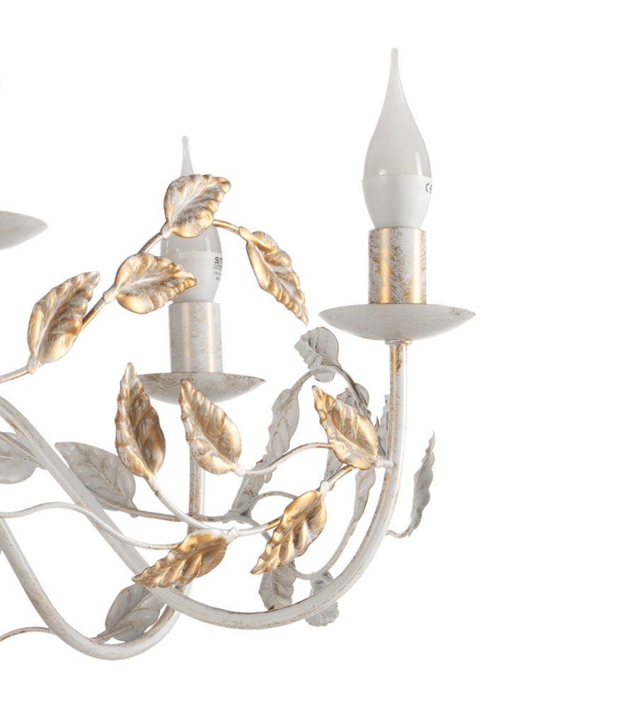 LAMPADARIO 6 LUCI ONLI "COLLANA" AVORIO E14