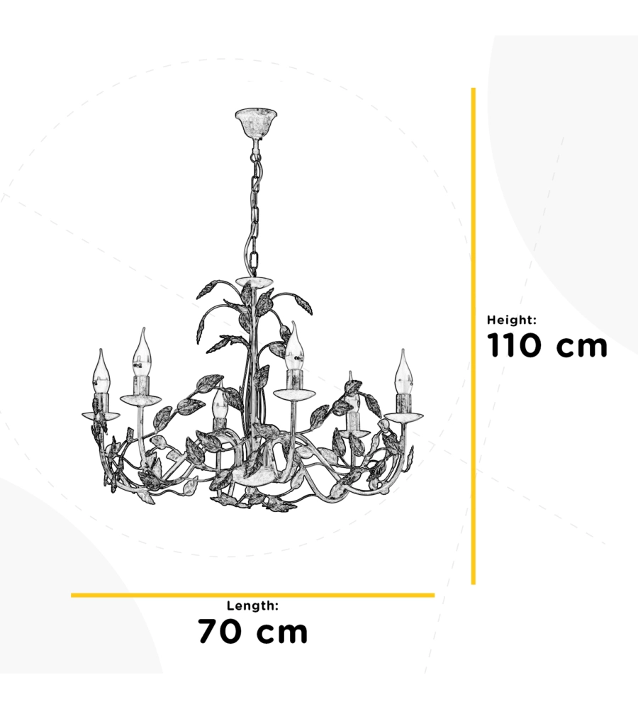 LAMPADARIO 6 LUCI ONLI "COLLANA" AVORIO E14