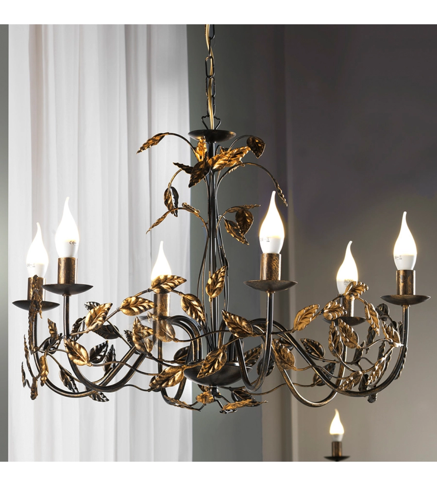 LAMPADARIO 6 LUCI ONLI "COLLANA" BRONZO E14