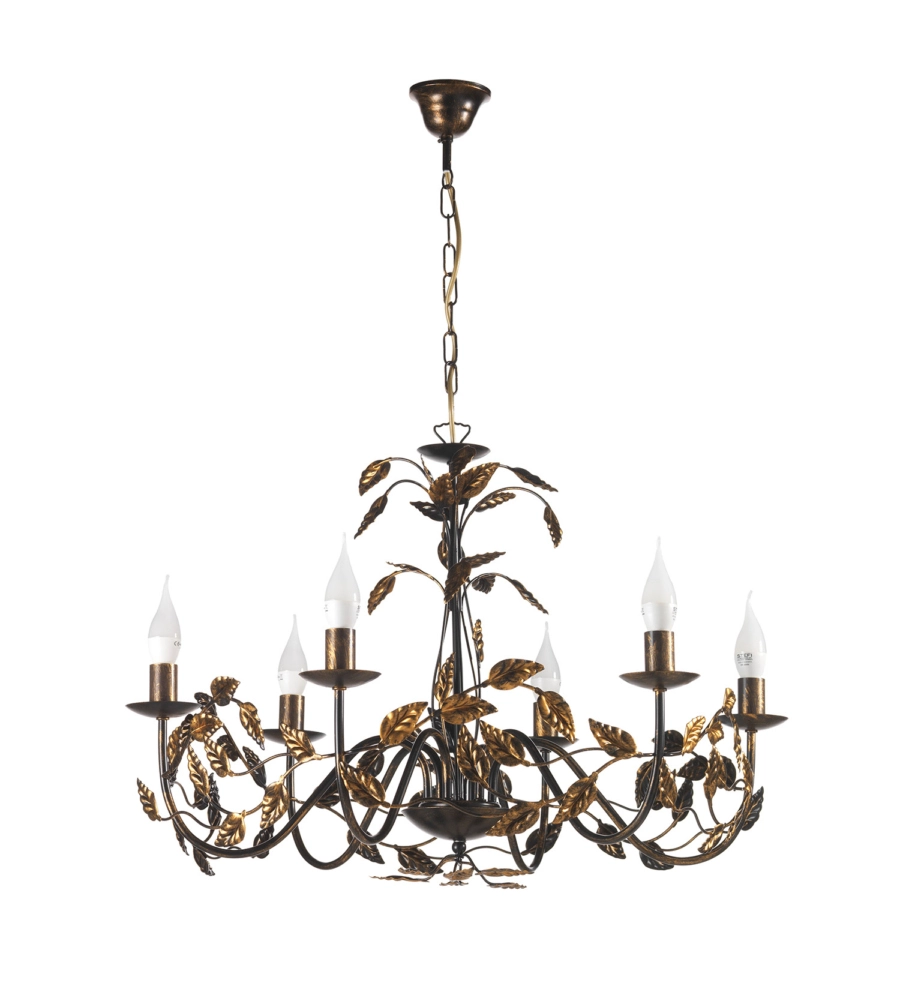 LAMPADARIO 6 LUCI ONLI "COLLANA" BRONZO E14