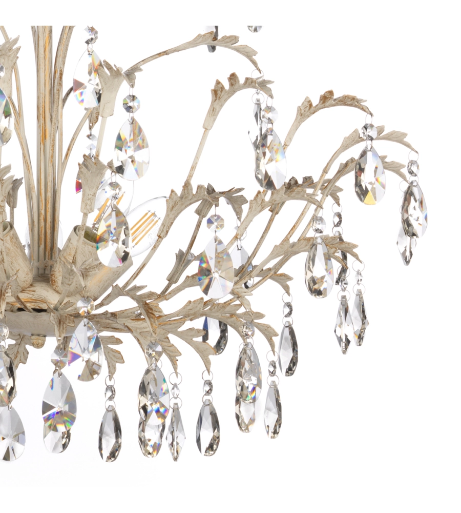 LAMPADARIO 5 LUCI ONLI "CESTA" AVORIO E14