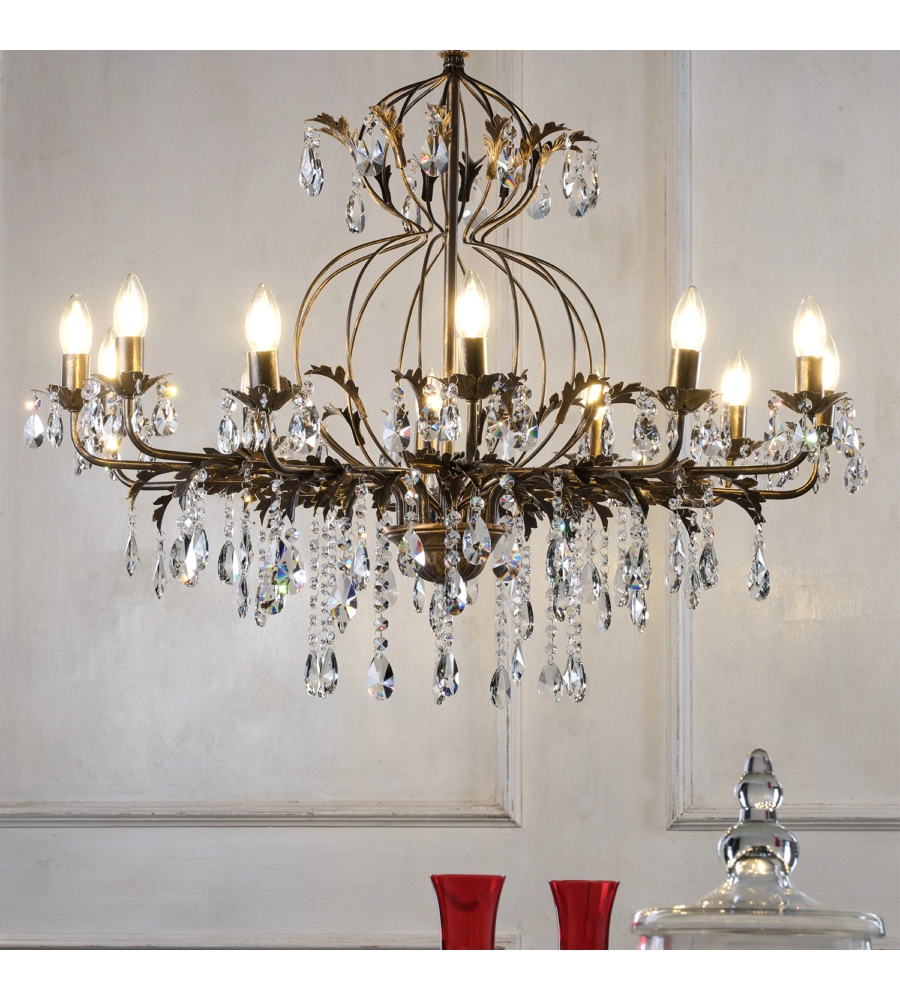 LAMPADARIO 12 LUCI ONLI "TERESA" BRONZO E14