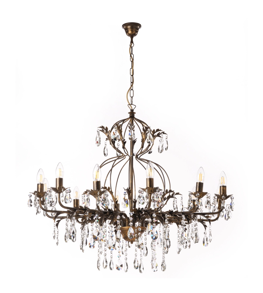 LAMPADARIO 12 LUCI ONLI "TERESA" BRONZO E14