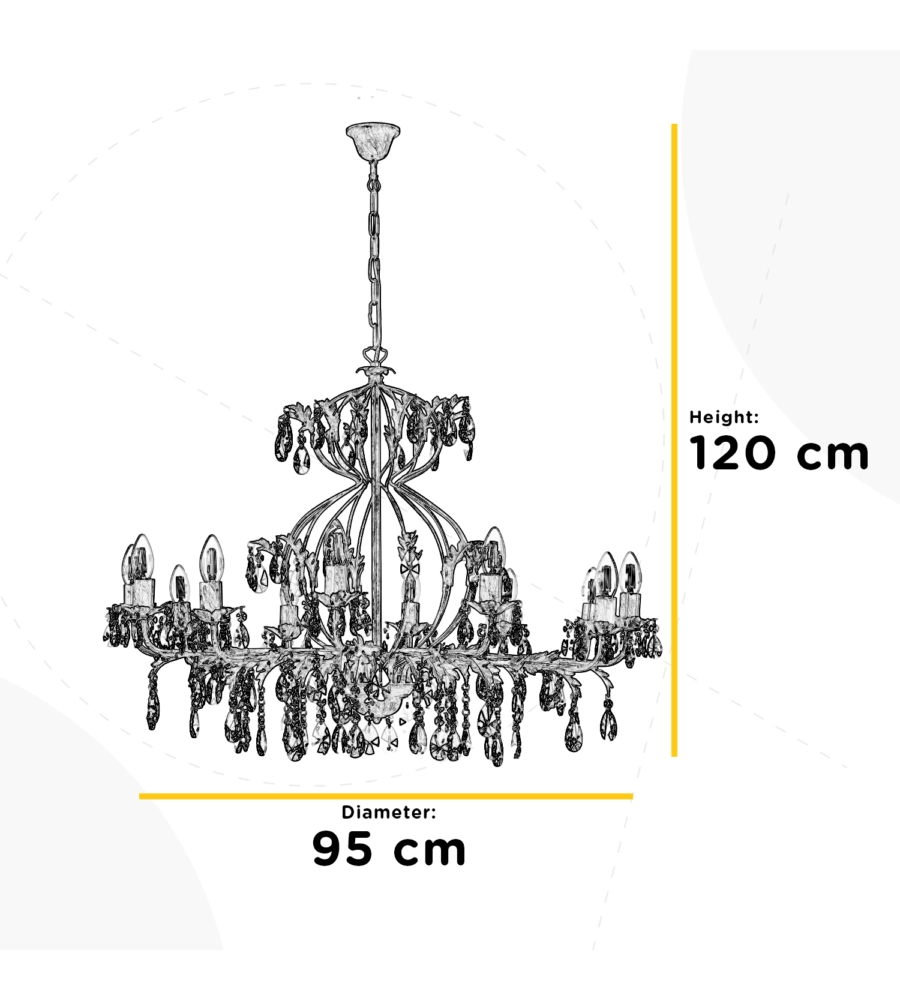 LAMPADARIO 12 LUCI ONLI "TERESA" BRONZO E14