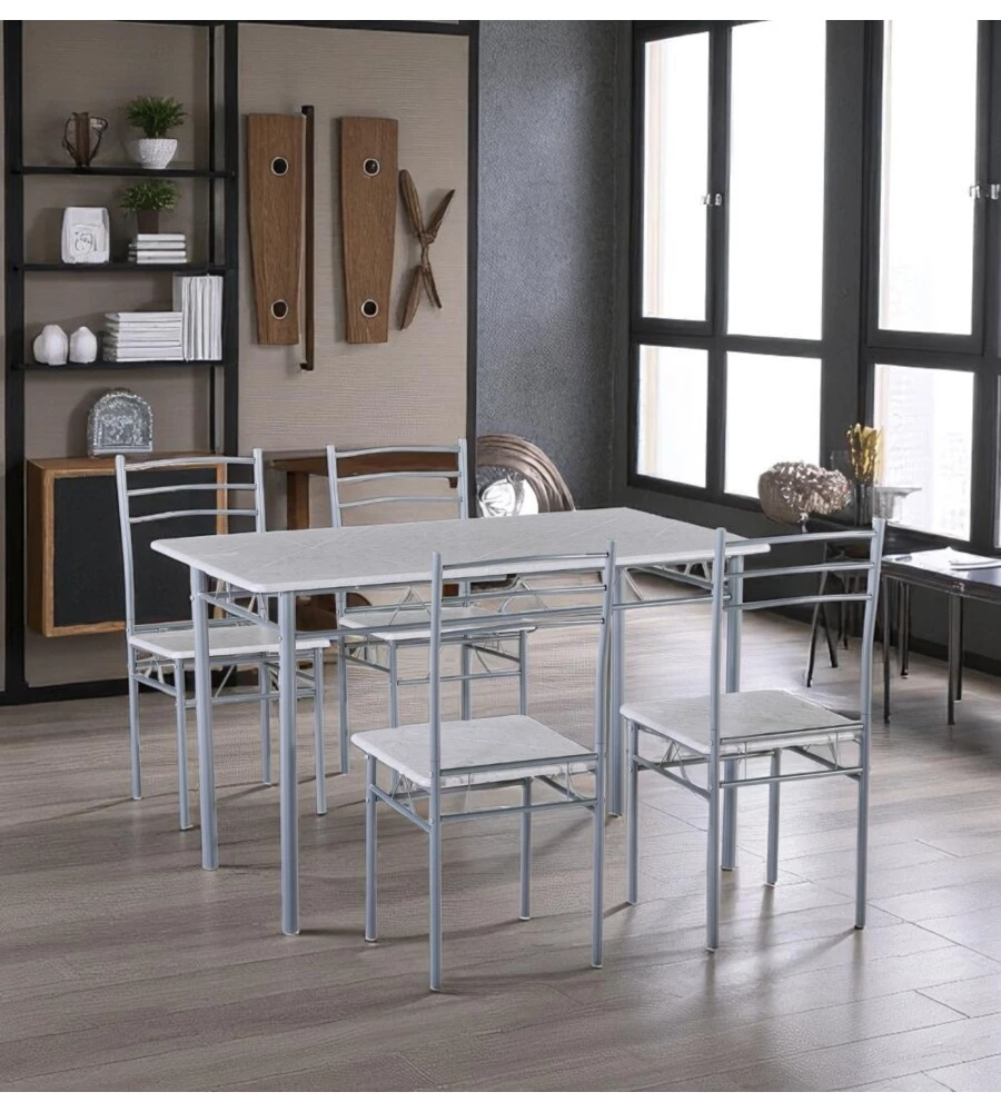 SET SALA DA PRANZO "BERGEN" STONE GREY 4 SEDUTE