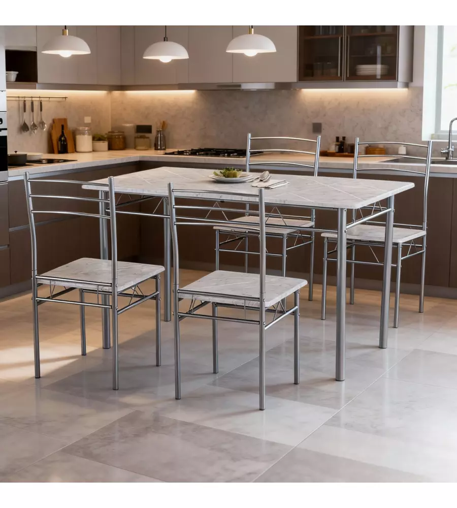 SET SALA DA PRANZO "BERGEN" STONE GREY 4 SEDUTE