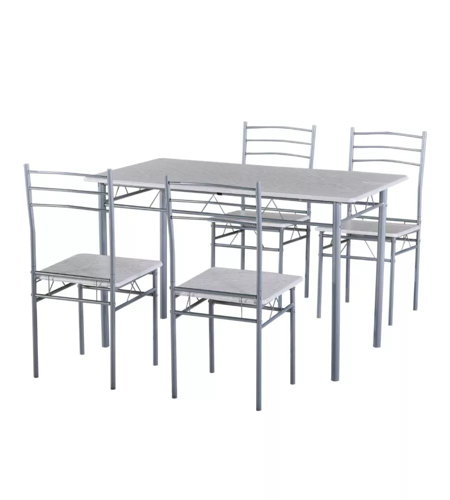 SET SALA DA PRANZO "BERGEN" STONE GREY 4 SEDUTE