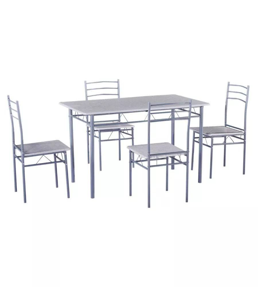 SET SALA DA PRANZO "BERGEN" STONE GREY 4 SEDUTE