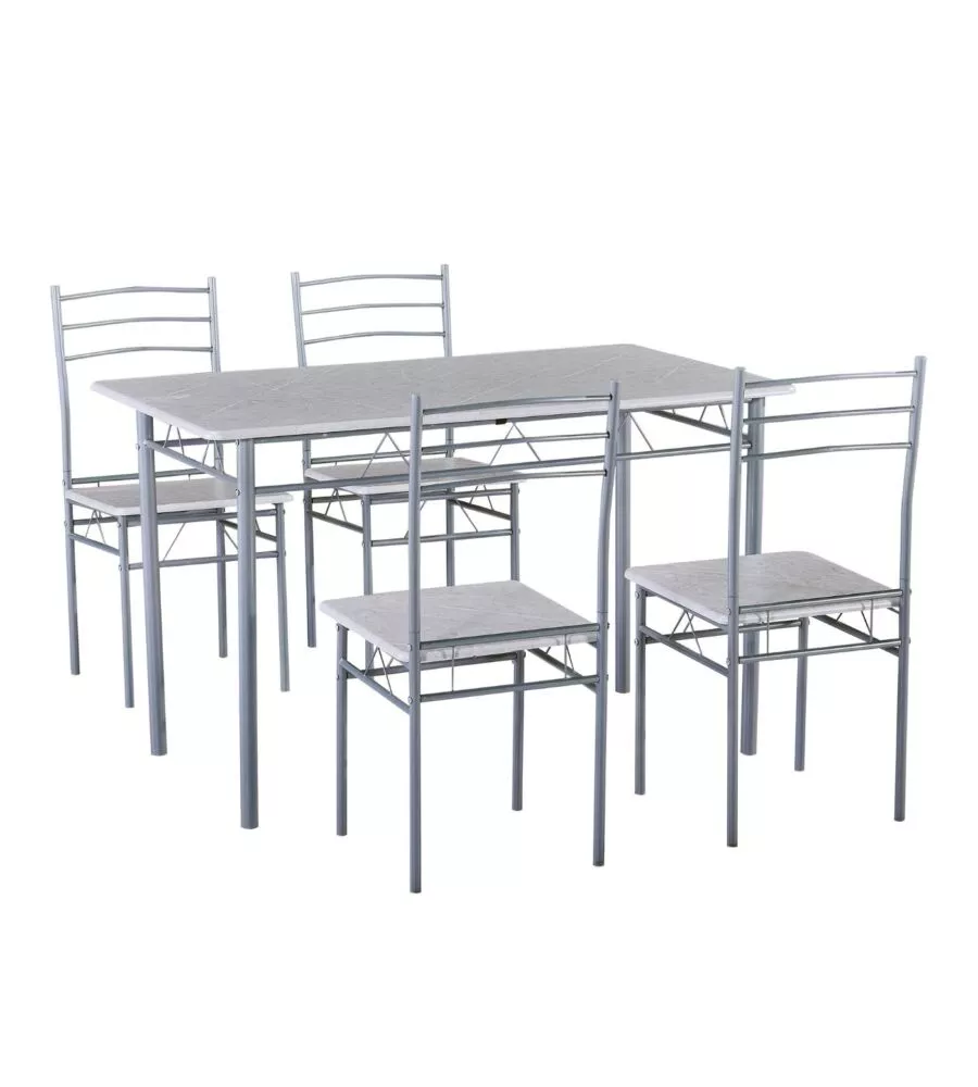 SET SALA DA PRANZO "BERGEN" STONE GREY 4 SEDUTE
