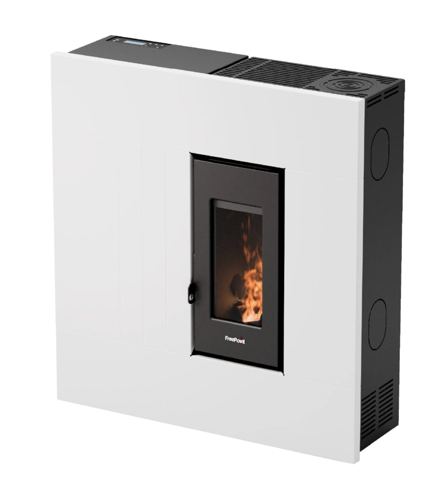 STUFA A PELLET SLIM ERMETICA FREEPOINT "RES 7 T2" BIANCO 6,9 KW CON WI-FI