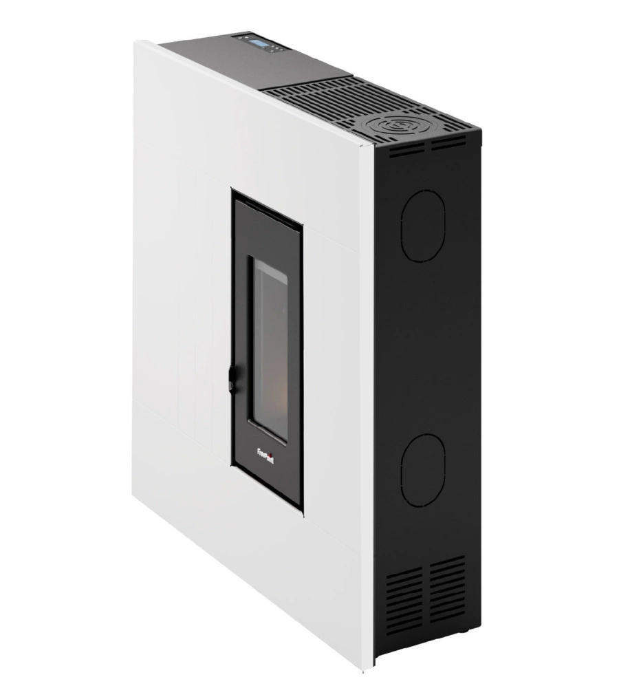 STUFA A PELLET SLIM ERMETICA FREEPOINT "RES 7 T2" BIANCO 6,9 KW CON WI-FI