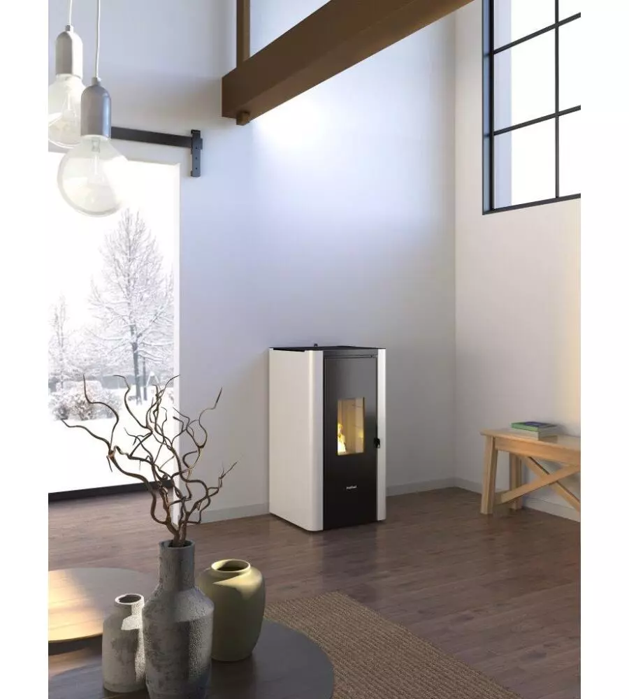 STUFA A PELLET ERMETICA FREEPOINT "INDIGO 7 T2" BIANCO 7 KW