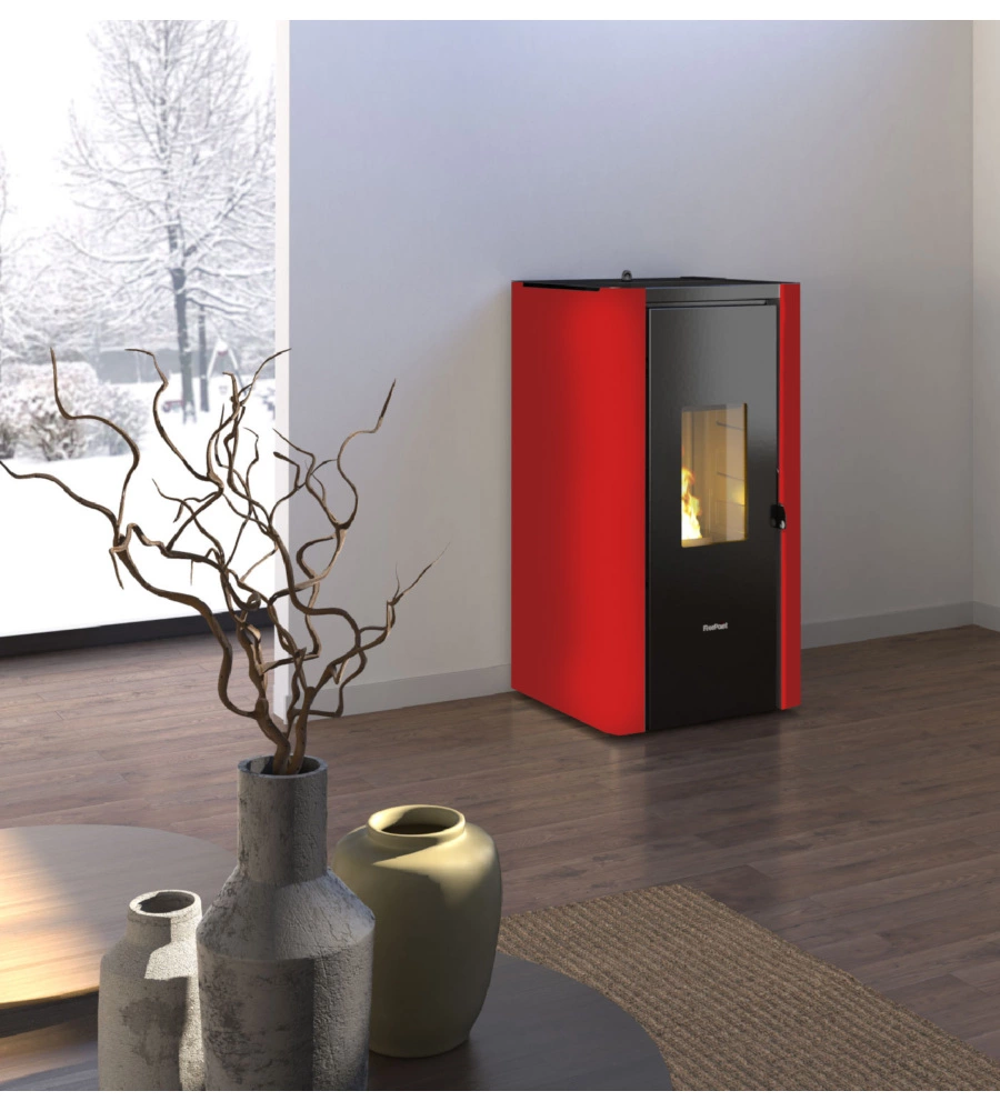 STUFA A PELLET ERMETICA FREEPOINT "INDIGO 7 T2" BORDEAUX 7 KW