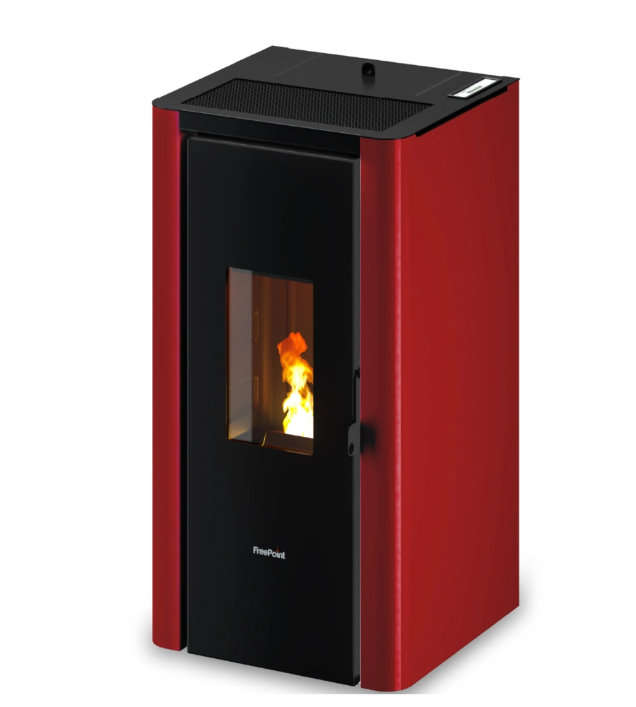 STUFA A PELLET ERMETICA FREEPOINT "INDIGO 7 T2" BORDEAUX 7 KW
