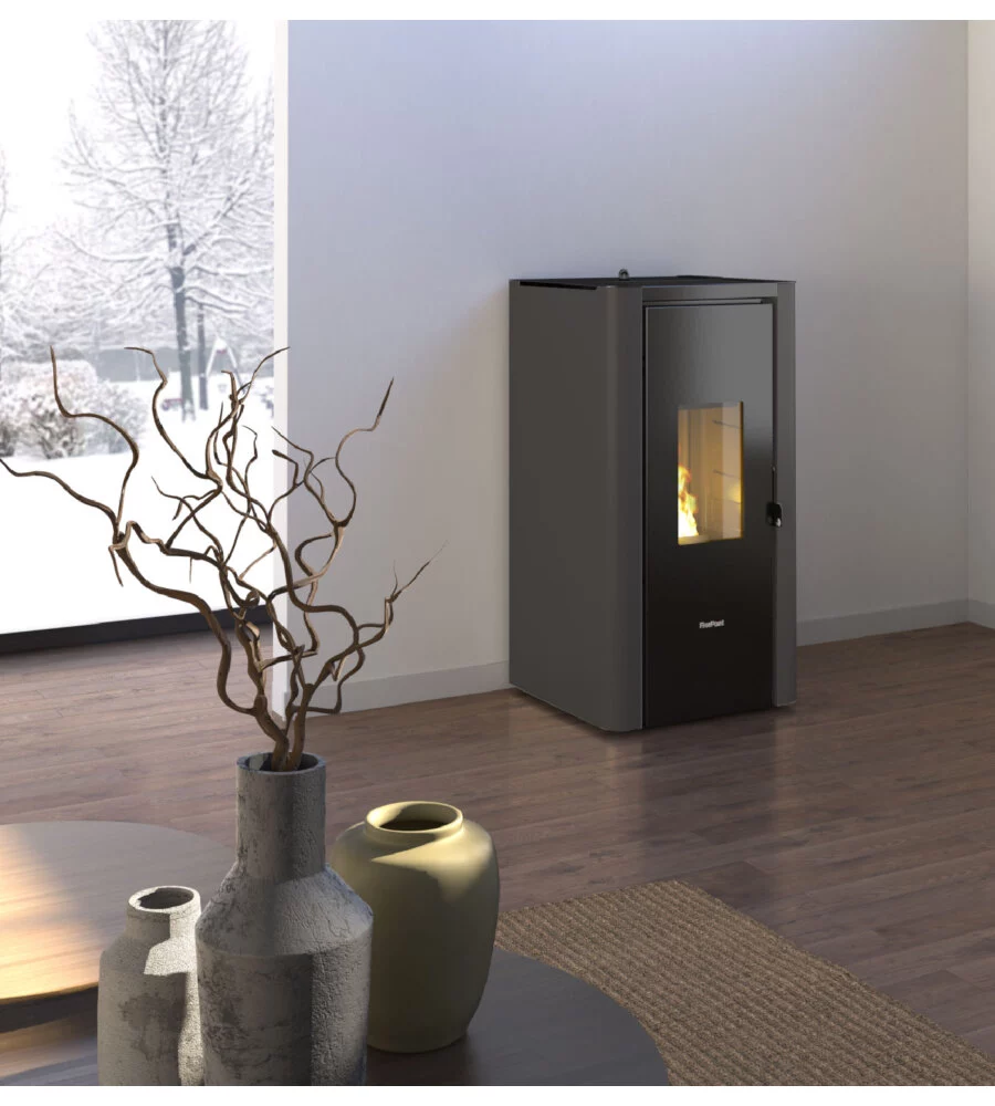 STUFA A PELLET ERMETICA FREEPOINT "INDIGO 7 T2" ANTRACITE 7 KW