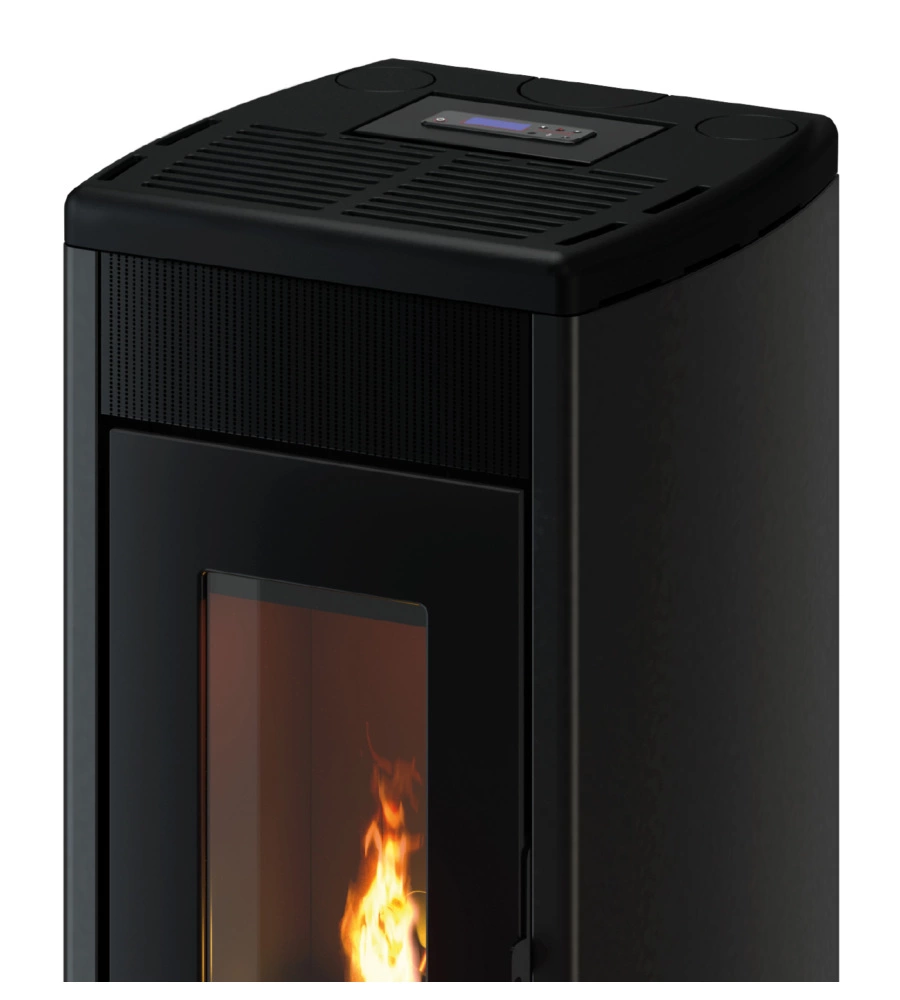 STUFA A PELLET VENTILATA E CANALIZZATA FREEPOINT "DUKE" NERO 13,7 KW CON WI-FI