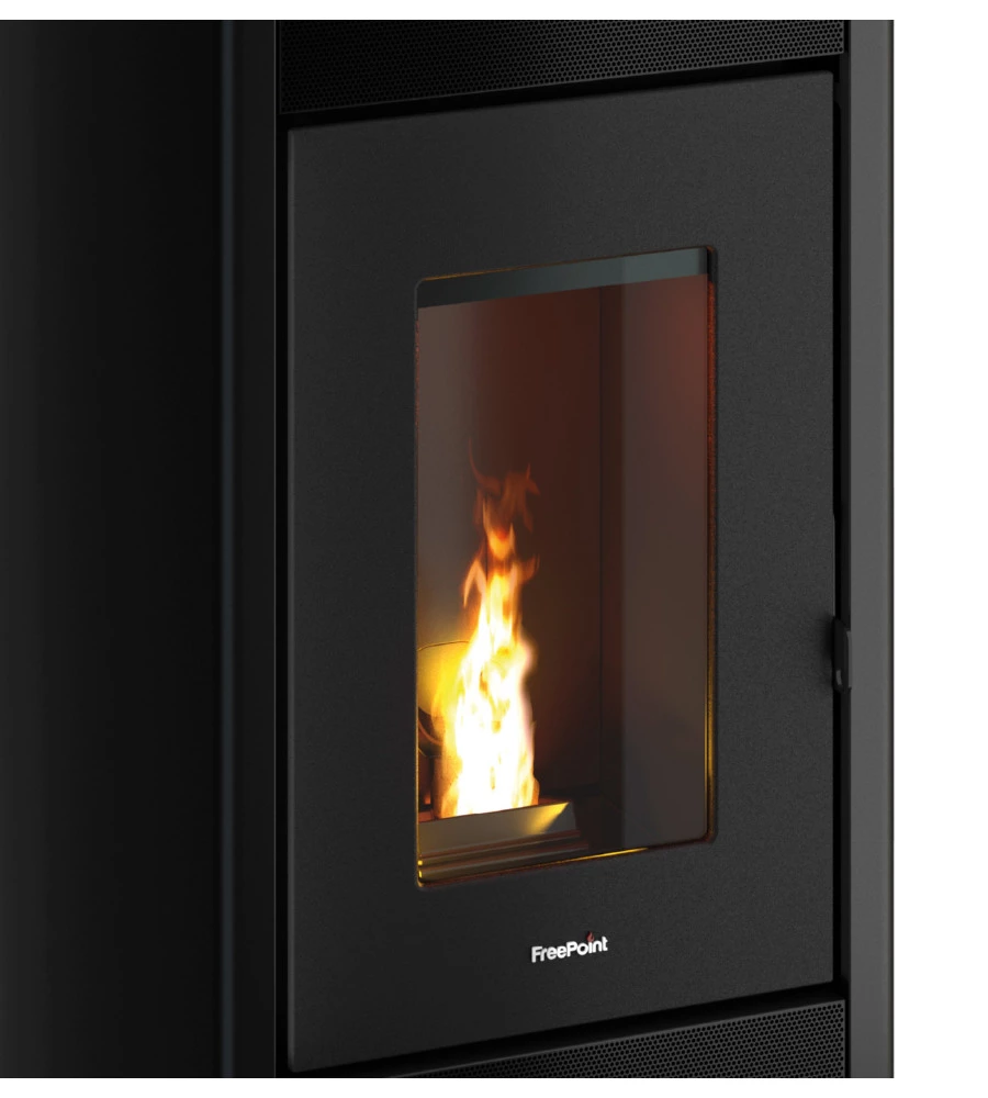 STUFA A PELLET VENTILATA E CANALIZZATA FREEPOINT "DUKE" NERO 13,7 KW CON WI-FI