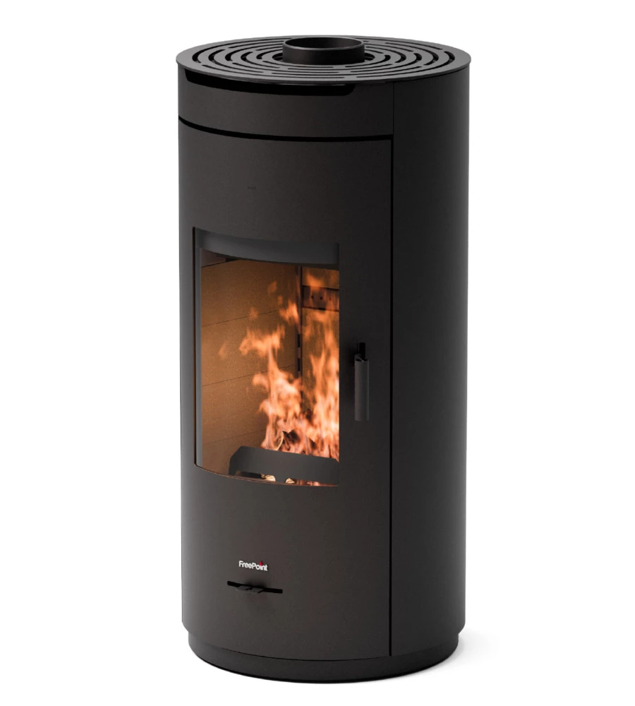 STUFA A LEGNA ERMETICA VENTILATA FREEPOINT "EOS 9 WOOD AIR T2" NERO 9 KW